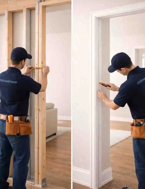 Partition Wall Installation and Drywall Trimming